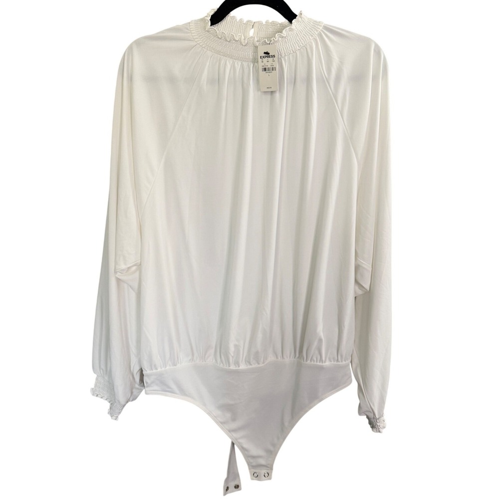 NWT Express Thong Bodysuit L White Clean Girl Staple Minimalist Capsule Layer